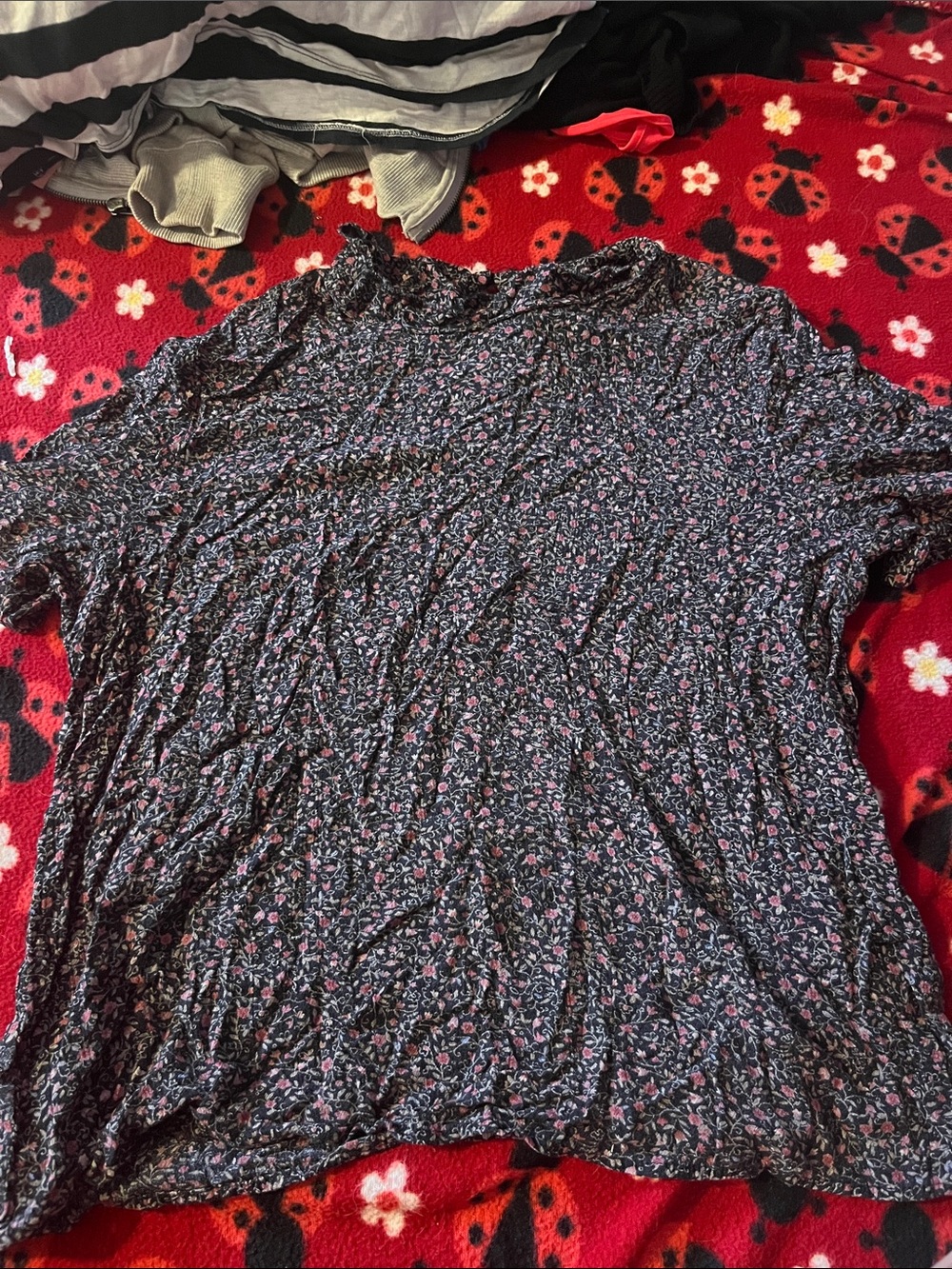 Norton McNaughton Black Short-Sleeve Tee with Pink Floral Print